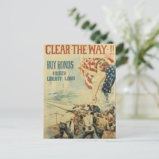 Kriegspostkarten, Vintages Button Postkarte (Stehend Vorderseite)