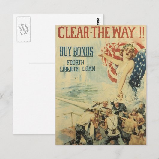 Kriegspostkarten, Vintages Button Postkarte (Vorne/Hinten)