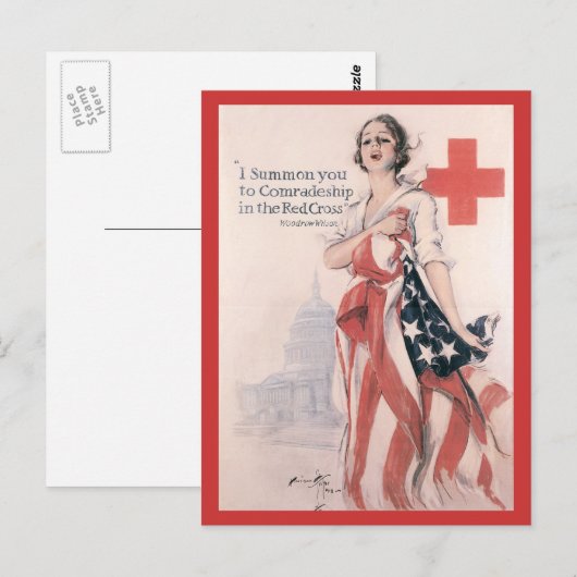 Kriegspostkarten, Vintages Rotes Kreuz Postkarte (Vorne/Hinten)