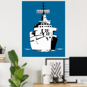 Kriegsschiff der Marine mit Großwaffenplakat Poster (Heimbüro)
