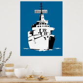 Kriegsschiff der Marine mit Großwaffenplakat Poster (Küche)