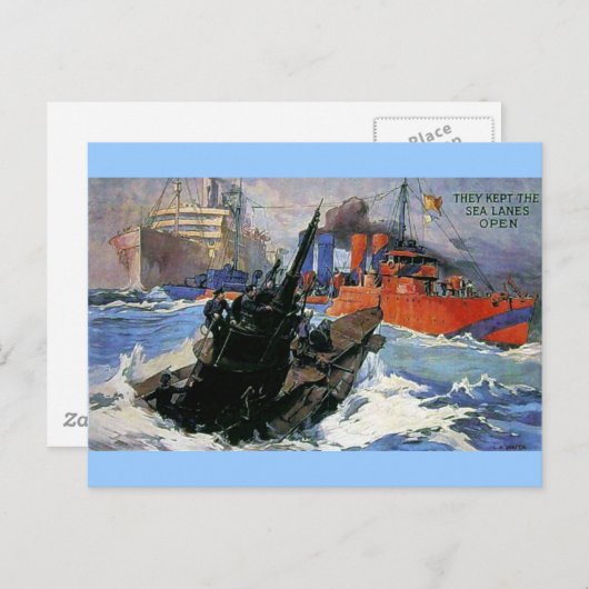 Kriegsschiff-Unterseeboot Postkarte (Vorne/Hinten)