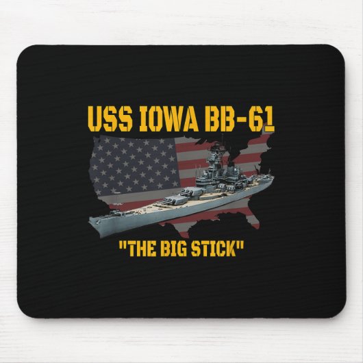 Kriegsschiff Uss Iowa & WW2 Bb-61 Batt Mousepad (Vorne)
