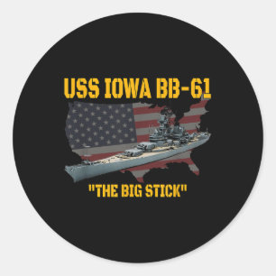 Kriegsschiff Uss Iowa &amp; WW2 Bb-61 Batt Runder Aufkleber