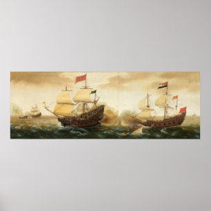 Kriegsschiffe - Cornelis Verbeeck Kunstgedicht Poster