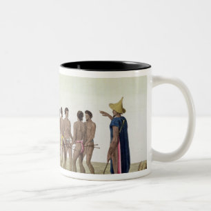 Kriegstanz der Caroline-Inselbewohner, überziehen Zweifarbige Tasse