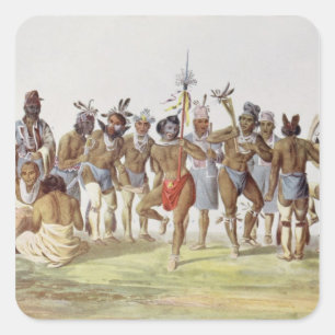 Kriegstanz der Sauken und Füchse Quadratischer Aufkleber