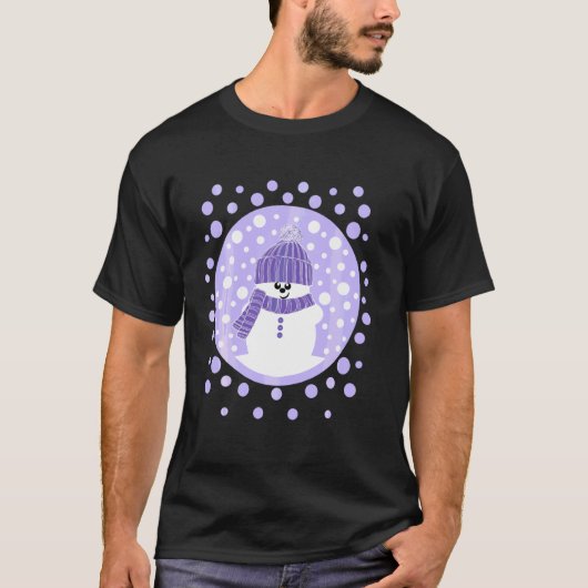 Krimbles Fun Dotty Snowman mit Lilac Wooly Hat A T-Shirt (Vorderseite)