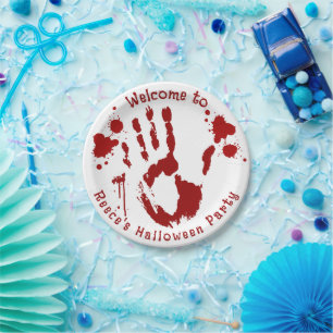 Kriminalszene Bloody Handprint Blut geteilt Pappteller