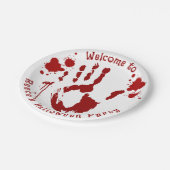 Kriminalszene Bloody Handprint Blut geteilt Pappteller (Schrägansicht)