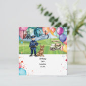 Kriminalszene: Ein Polizeigolfer zum Geburtstag Einladung (Stehend Vorderseite)