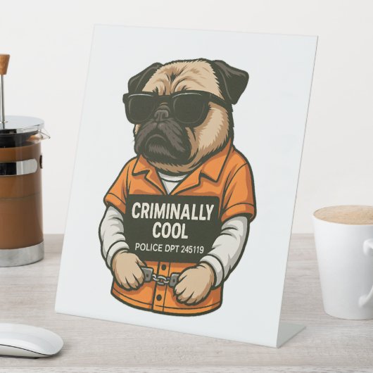 Kriminell Cooler Mops - Funny Mugshot Dog Design Sockelschild (In Situ)