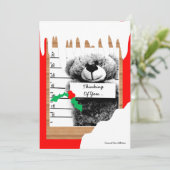 Krimineller Bär - Weihnachtskarte Dankeskarte (Stehend Vorderseite)