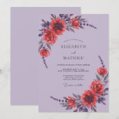 Krimslila-Mohn-Hochzeit Einladung (Vorne/Hinten)