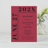 Krimson and Black Graduation Party Einladung (Stehend Vorderseite)