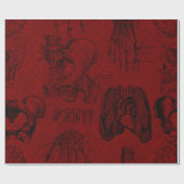 Krimson & Black Skeletons Anatomie Geschenkpapier (Flach)