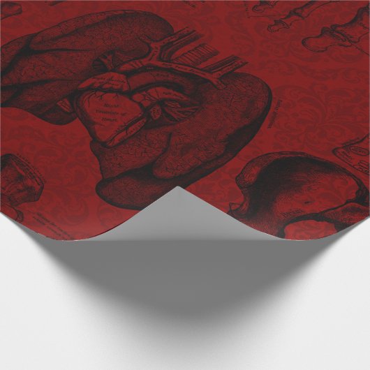 Krimson & Black Skeletons Anatomie Geschenkpapier (Ecke)