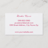 Krimson in Ozeanblau Visitenkarte (Rückseite)