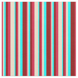 Krimson, Tan, Aqua und dunkelrote Streifen Muster Stoff