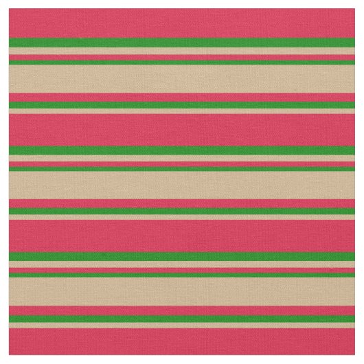 Krimson, Tan und grünes Muster Stoff (Nahaufnahme)