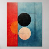 Krimson und Azurblau: Abstrakt geometrisch Minimal Poster (Vorne)