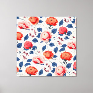 Krimson und Coral-Blume Leinwanddruck