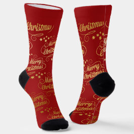 Krimson und Gold Weihnachtssocken mit Namen Socken