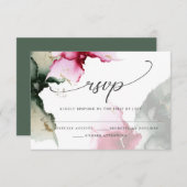 Krimson und Sage Green Watercolor RSVP Karte (Vorne/Hinten)