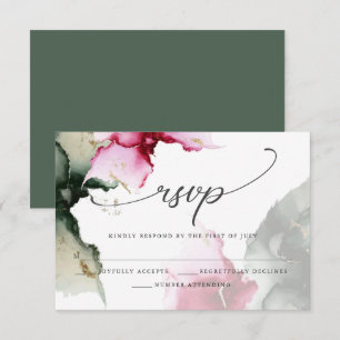 Krimson und Sage Green Watercolor RSVP Karte