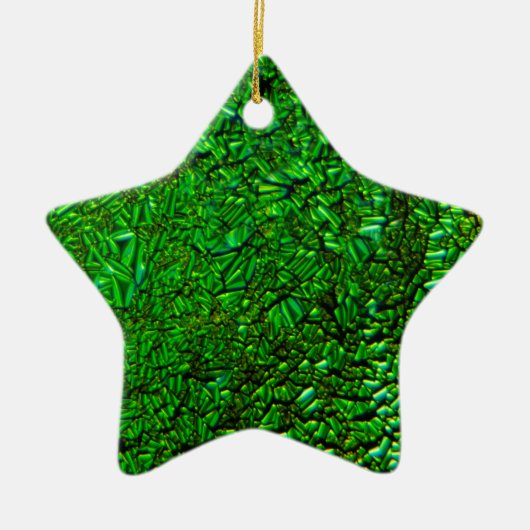 Krinkle grünes verschmolzenes Glas Keramik Ornament (Vorne)