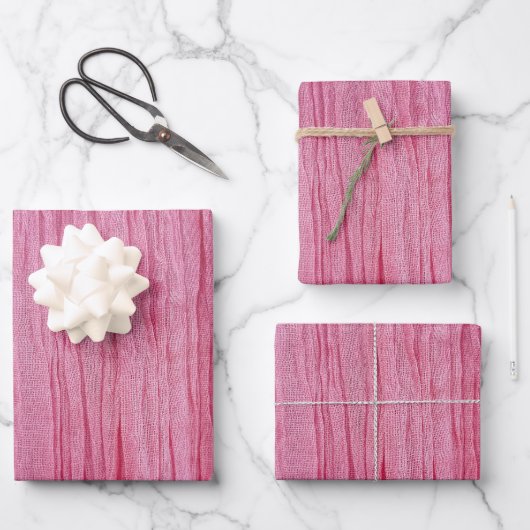 Krinklerrosa Krepe Geschenkpapier Set (Vorderseite)