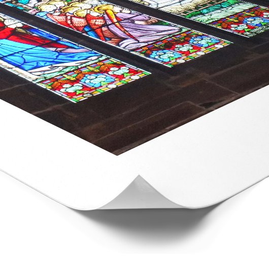 Krippe auf einem Glasfenster Poster (Ecke)