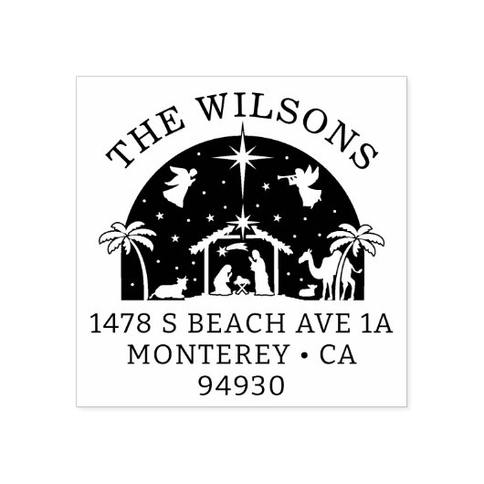 Krippe Baby Jesus Christus Rücksendeadresse Gummistempel (Prägung)