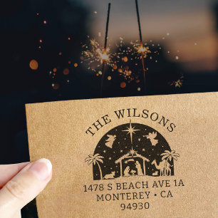 Krippe Baby Jesus Christus Rücksendeadresse Gummistempel