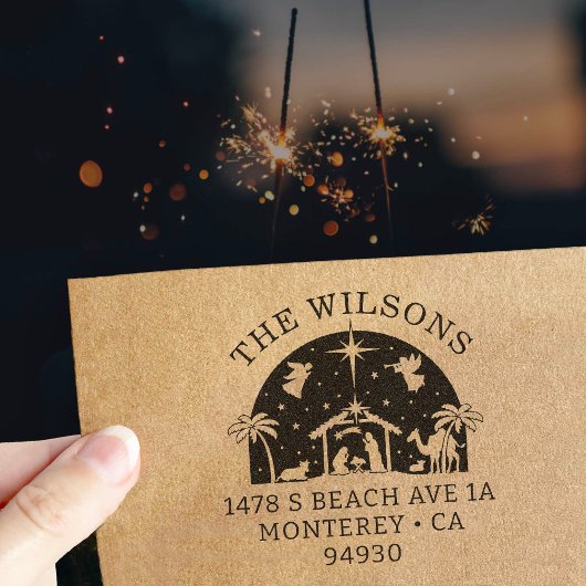 Krippe Baby Jesus Christus Rücksendeadresse Gummistempel