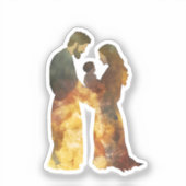 Krippe, Baby Jesus, Maria und Joseph Aufkleber (Vorderseite)