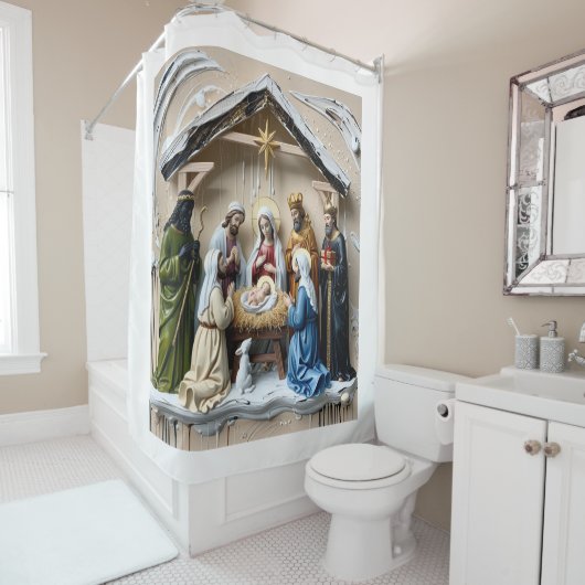 Krippe, baumweise Männer Bethlem Duschvorhang (Beispiel)