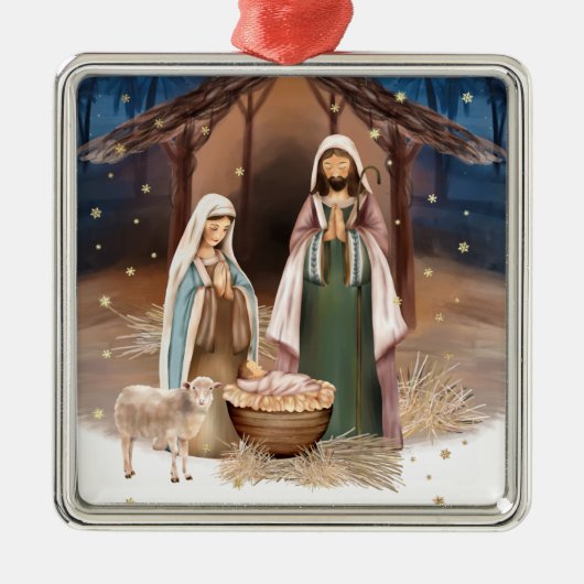 Krippe Custom Christmas Ornament Aus Metall (Vorne)