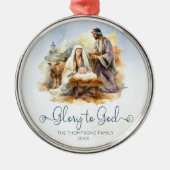 Krippe der Wasserfarbe Ruhm zu Gott Weihnachten Ornament Aus Metall (Vorne)