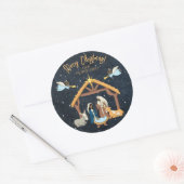 Krippe Dunkle Haut Tone Weihnachten Runder Aufkleber (Umschlag)