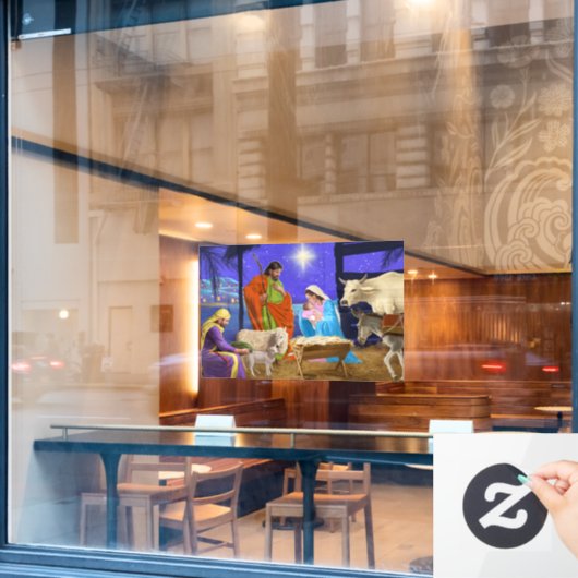 Krippe Fensteraufkleber (Café-Fenster)