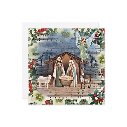Krippe, Freude an der Welt, Feiertagskarte (Vorderseite/Rückseite Beispiel)