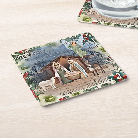 Krippe, Freude an der Welt, Rechteckiger Pappuntersetzer (angewinkelt)