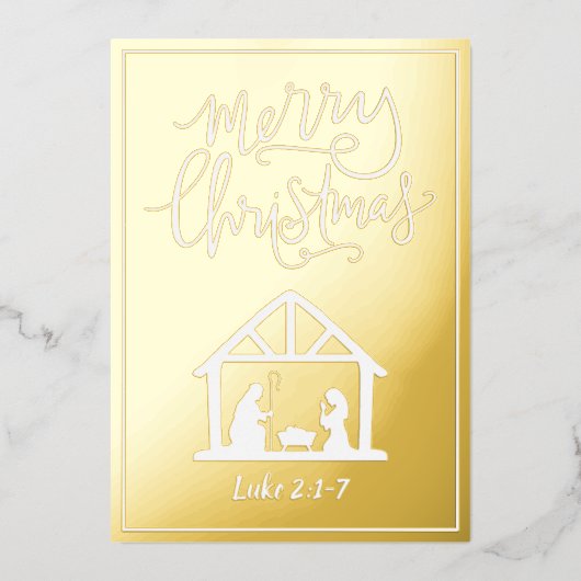 Krippe Frohe Weihnachten Folien Feiertagskarte (Vorderseite)