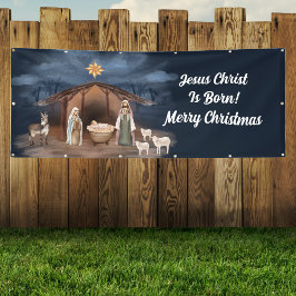 Krippe Frohe Weihnachten Jesus Christliche Kirche Banner