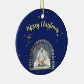 Krippe Frohe Weihnachten Keramik Ornament (Rechts)