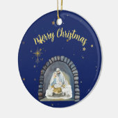 Krippe Frohe Weihnachten Keramik Ornament (Links)