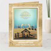 Krippe "Frohe Weihnachten und Glück im neuen Jahr" Karte (Vorderseite)