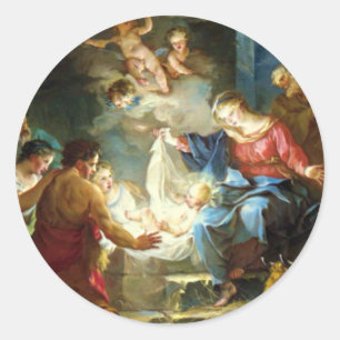 Krippe für Weihnachten - Pierre Runder Aufkleber
