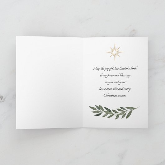 Krippe Green Weihnachtskarte Karte (Innenseite)